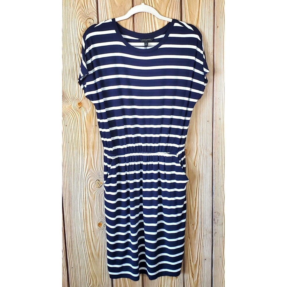 Banana Republic Casual Dress Women's MP Blue White Pockets Stretch Soft Cape Cod